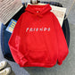 Sweat-shirt à capuche à manches longues et imprimé Letter Friend pour femme