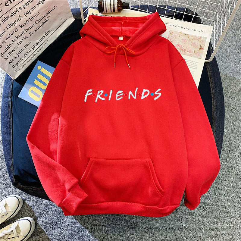 Sweat-shirt à capuche à manches longues et imprimé Letter Friend pour femme