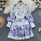 Ethnic Style Waist Slimming Hollow-out Elegant Long Sleeve Dress