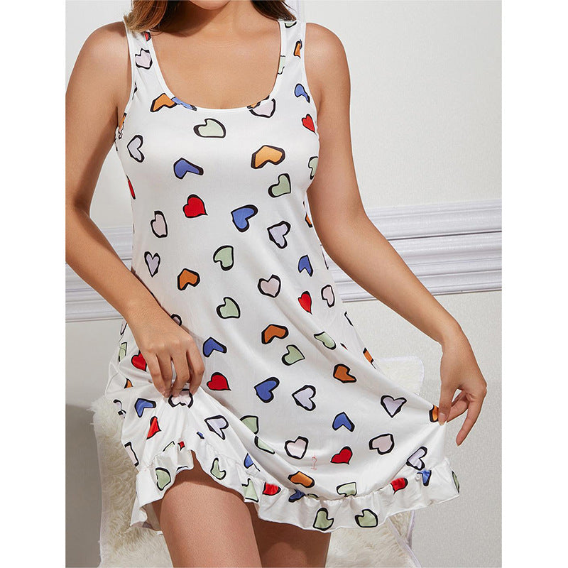 Women's Heart Printing Non-slip Nightdress