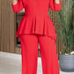 Fashion Commuter Long Sleeve Lapel Zipper Top Wide Leg Pants Solid Color Suit