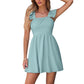 Fluttering Sleeves Sweet Short Skirt Back Bow-Tied Halterneck Dress With Open Back