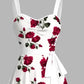 Vintage Rose Print Midi Dress With Belt