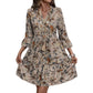 Womens Printed Casual Dress With A Stand-Up Collar