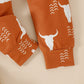 Children's Autumn Cow Head Letter Print Pullover Sweater And Trousers Suit