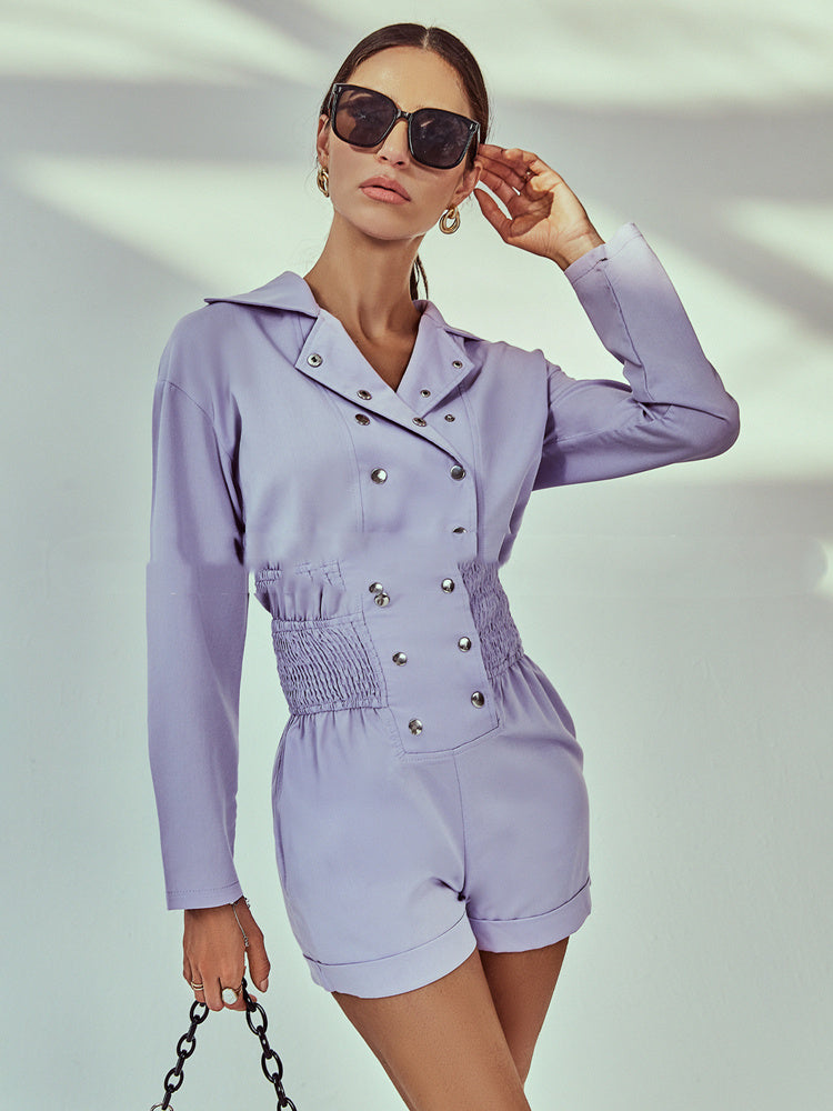 Combinaison slim en coton de couleur unie américaine