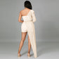 See-through Slim One-shoulder Sequin Jumpsuit