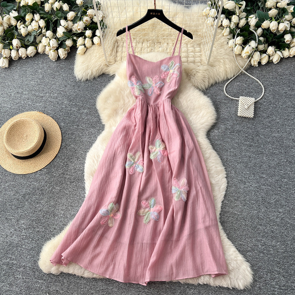 French-style Vacation-look Sweet Strap Dress For Women