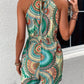 Waist Printed Halter Off-the-shoulder One-piece Shorts