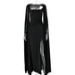 Robe unie à col carré et manches longues avec fente haute