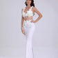 Three-dimensional Flower Camisole Back Slit Dress Two-piece Set