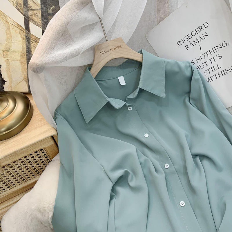 Women's Fashion Solid Color Loose Shirt Tops