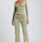Leisure Wide Leg Sports High-waist Quick-drying Hip Raise Skinny Bell-bottom Pants Suit