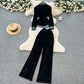 Chic Niche-style Blue Denim Spring Set With A French-inspired Cinched Waist For A Slimming Trendy Look