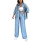 Women's Clothing Straight-leg Trousers Two-piece Set Solid Color Fashion