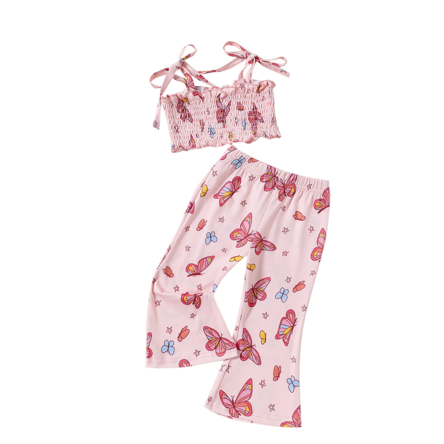 Ensemble bandeau et pantalon à pattes d'éléphant pour fille, haut à taille haute et bretelles