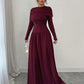 New Women's Fashion Elegant Shawl Solid Color Long Dress