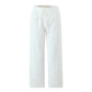 Hollow Embroidery Lace-up Straight-leg Pants