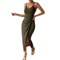 European And American Waist-tight Hip Split Backless Spaghetti Straps Temperament Dress