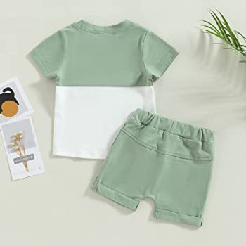 Solid Color Stitching Short Sleeve Suit