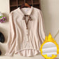 Cute Bow Top With Sweet Lace Long Sleeves