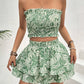 Women's Printed Off-Shoulder Top And Shorts Set