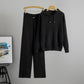 Hooded Knitted Sweater Set With Ribbed Detailing Casual Outfit