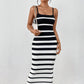 Women's Striped Spaghetti Straps Hip Dress