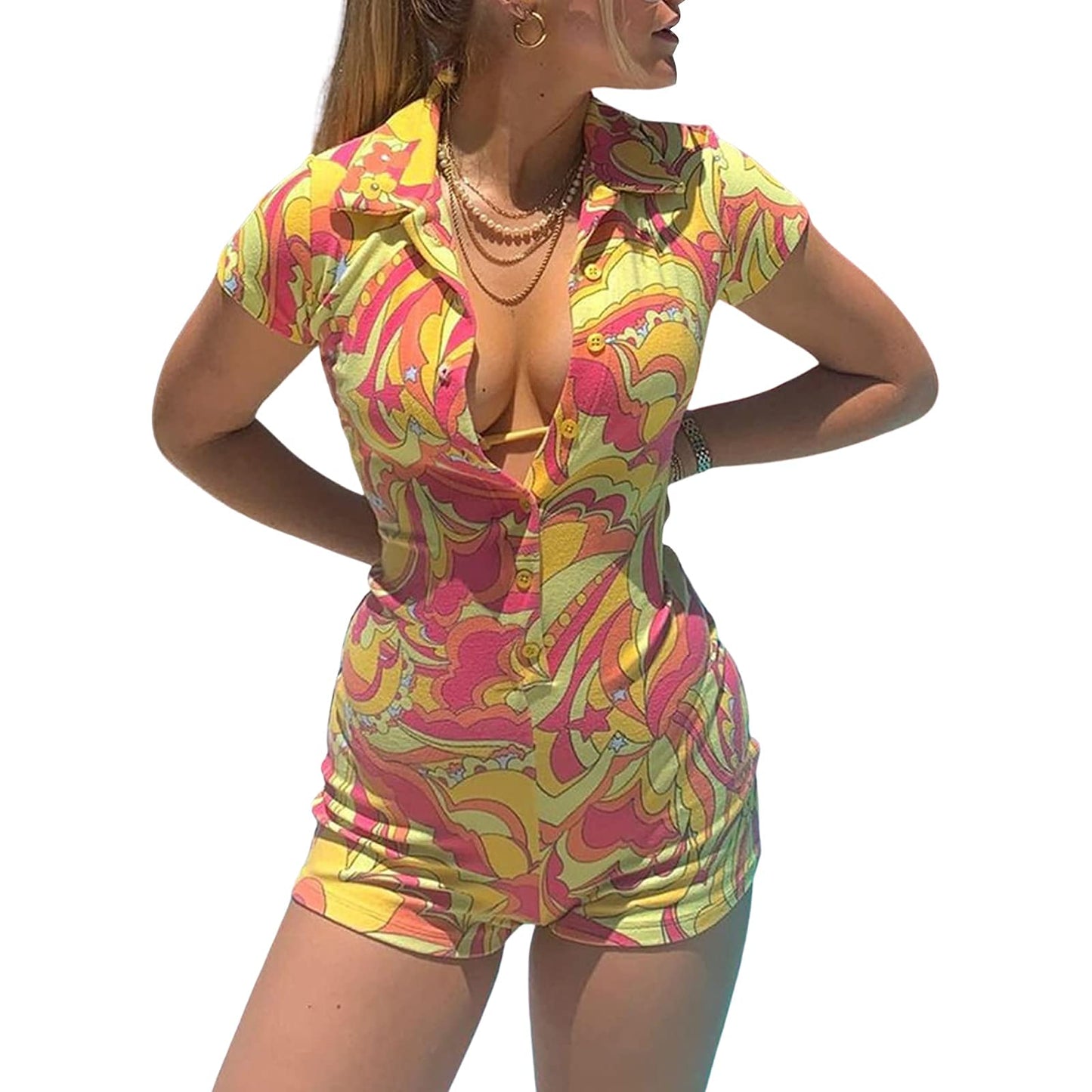 European And American Fashion Shirt Jumpsuit