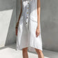 Women's Lapel-collar Sleeveless Casual Loose Cotton-linen Dress