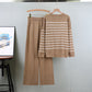 Chic Design V-neck Striped Knitting Suit Women