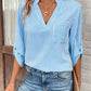 Women's V-neck Pullover Striped Printed Long Sleeves Casual Shirt