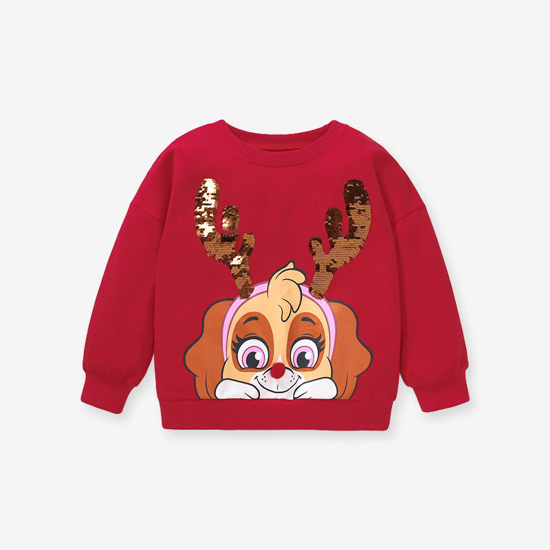 Pull imprimé en coton à manches longues pour fille