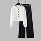 Stylish Cropped Lapel Hoodie Paired With Sleek High-waisted Wide-leg Pants
