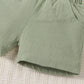 Ensemble d'été décontracté pour garçon, chemise à manches courtes et short en coton et lin