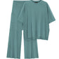 Casual Short Sleeve Pullover Top Wide Leg Pants Casual Suit