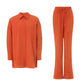 Women's Casual Loose Shirt High Waist Trousers Two Piece Set
