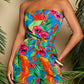 Women's Vacation Strapless Colorful Flower Pattern Printed Romper