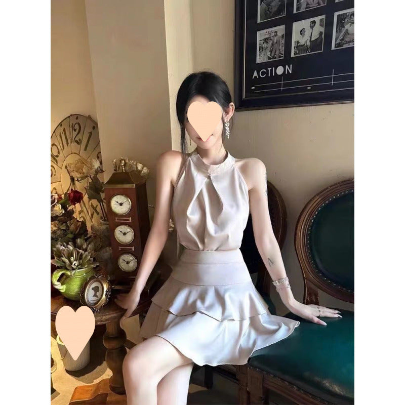 Camisole Halter Top High Waist Slimming Skirt Suit