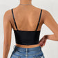 Mesh Sheer Deep V-Neck Asymmetrical Underwire Fishbone Backless Chain-Strap Top