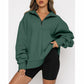 Casual Top Half Zipper Pullover Long Sleeved Sweatshirt