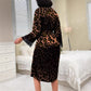 Fashion Casual Lace Long Sleeve Leopard Print Dress