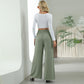 Pantalon droit à jambes larges et élastique, taille haute, décontracté, tendance, pour femme