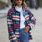 New Casual Plush Women's Loose Single Breasted Geometric Coat