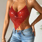 Fashion Backless Gem Stitching Vest