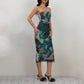 Women's Mesh Printed Double-layer Side Slit Dress