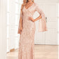 Robe de soirée décontractée à manches longues et col en V pour femme
