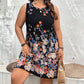Robe à manches courtes et imprimé végétal pour femme, jupe patchwork à contraste de couleurs