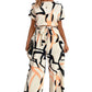 Women's Retro Waist-Cinching Figure-Flattering Elegant Short-Sleeve Printed Jumpsuit