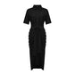 Robe pour femme, nouvelle robe élégante à col polo, mi-longue, manches courtes, simple boutonnage, taille haute